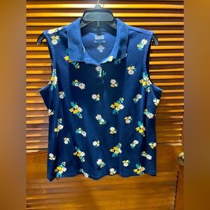 Croft & Barrow Women’s Navy Floral Sleeveless Polo